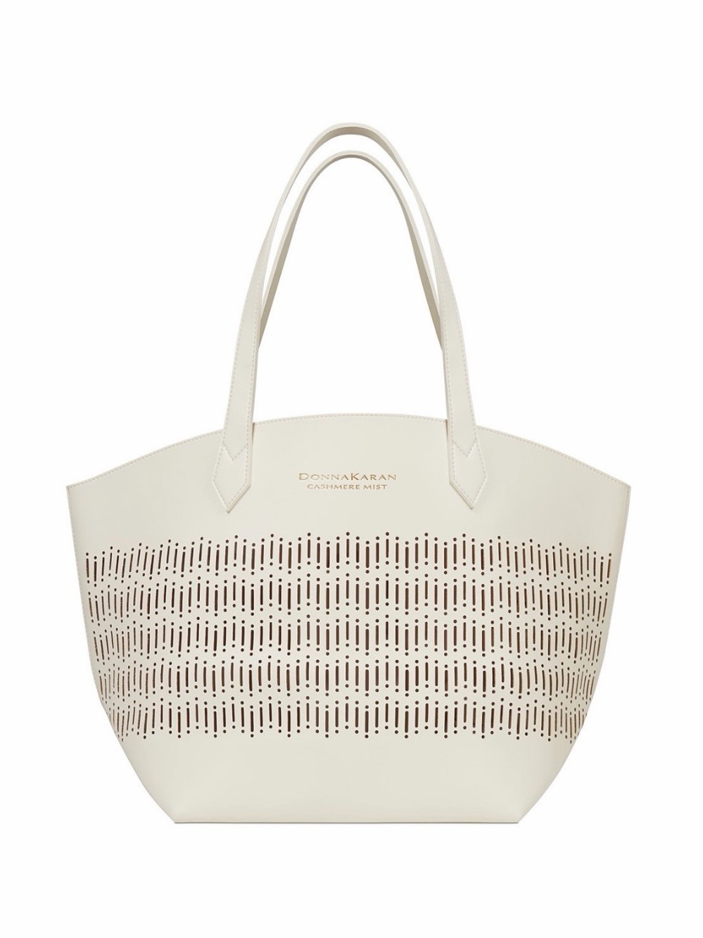 Donna Karan Cream Perforated Leather Tote